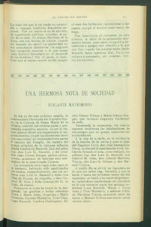 Una hermosa nota de sociedad : Elegante matrimonio
