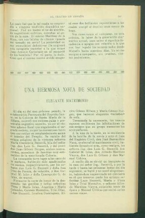 Una hermosa nota de sociedad : Elegante matrimonio
