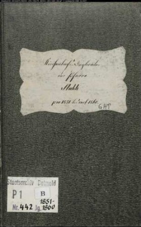 Kirchenbuchduplikat der katholischen Gemeinde Stahle, Kreis Höxter (GHT 1851-1860). (Gemeinde: Katholische Gemeinde Stahle)