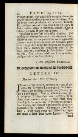 Lettre IV. Mes chers Père & Mère, ...