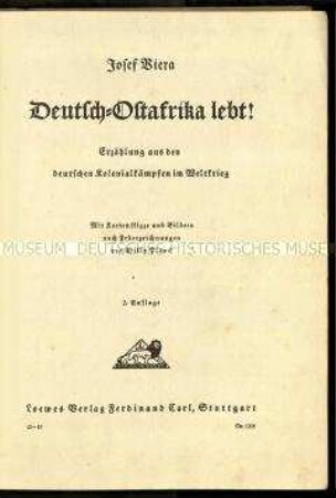 Jugendbuch über die Ereignisse in Deutsch-Ostafrika während des Ersten Weltkriegs
