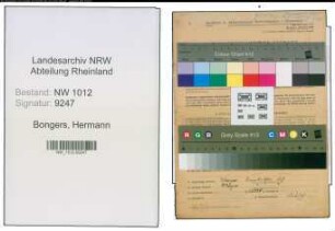 Entnazifizierung Hermann Bongers , geb. 25.10.1890 (Landwirt)