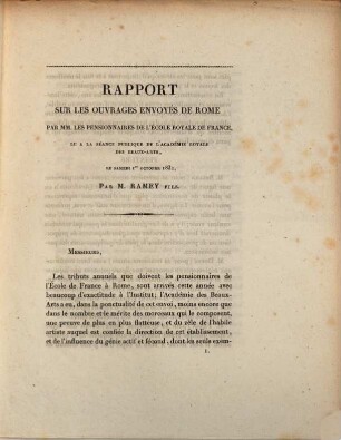 Séance publique de l'Académie Royale des Beaux-Arts, du 1er octobre 1831