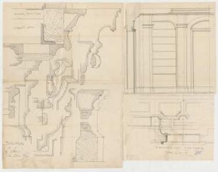 Thiersch, Friedrich von; München; Justizpalast - Haupteingang im Bibliothekssaal (Ansicht, Schnitte)