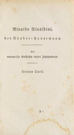 Titelseite des dritten Theils