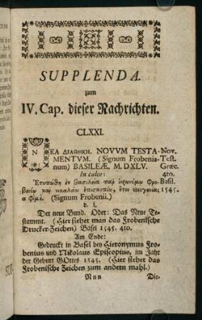 929-936, Supplenda zum IV. Cap. dieser Nachrichten