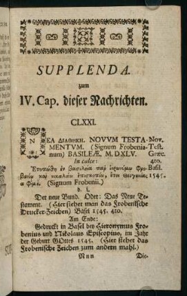 929-936, Supplenda zum IV. Cap. dieser Nachrichten