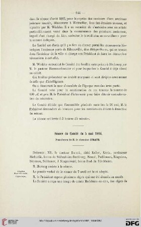 Séance du Comité du 5 mai 1884