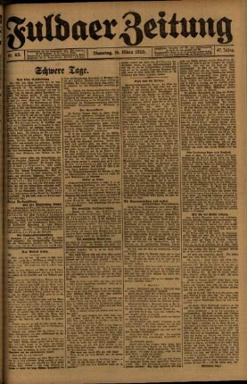 Ausgabe vom Dienstag, den 16. März 1920.