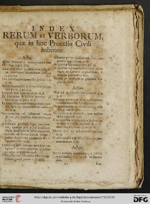 Index rerum et verborum, quae in hoc Processu Civili habentur