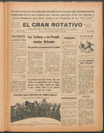 El gran rotativo : Unica vez por semana que sale un diario en el mundo