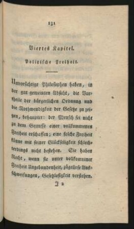 Viertes Kapitel. Politische Freiheit.