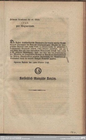 [34ter d.d. 19. ej. mit 3 Beilagen. dikt. den 26. ej.]
