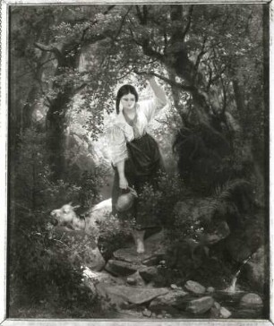 Hirtenmädchen an der Quelle : Leonhardi, Eduard: Hirtenmädchen an der Quelle. Öl/Leinwand; 55 x 47,5 cm. 1859. Chemnitz: Kunstsammlungen 273