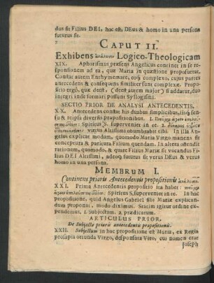 Caput II. Exhibens ... Logico-Theologicam ...