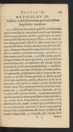 Articulus IX. Fallacia a dicto secundum quid ad dictum simpliciter enodatur.