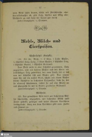 Mehl-, Milch- und Eierspeisen