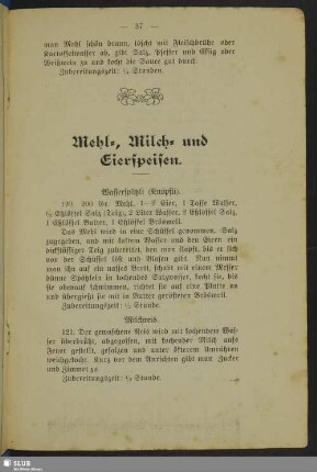 Mehl-, Milch- und Eierspeisen