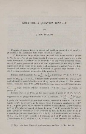Sulla quintica binaria.