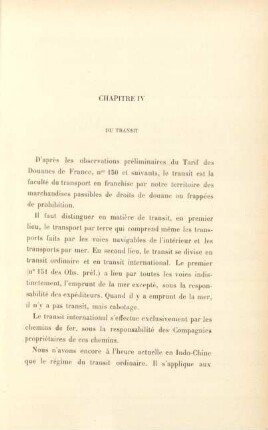 Chapitre IV. Du transit