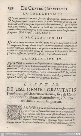 CAPUT IX. DE USU CENTRI GRAVITATIS Punctorum ac Linearum rectarum, sive de Compositione Potestatum Rotundarum, à Punctis ac Lineis rectis descriptarum.