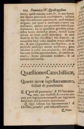 304-306, Quaestiones Catechisticae, De Quarto novae legis Sacramento, scilicet de poenitentia.