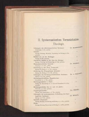 II. Systematisches Verzeichniss.