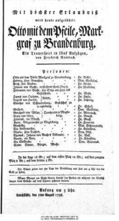 Otto mit dem Pfeile, Markgraf zu Brandenburg