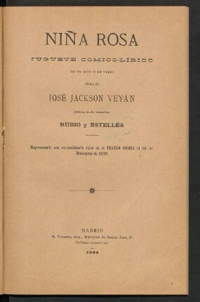 Niña Rosa : juguete cómico-lírico en un acto y en verso