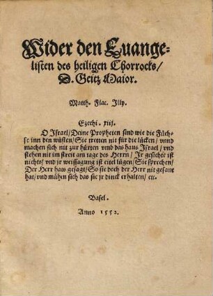 Wider den Euangelisten des heiligen Chorrocks, D. Geitz Maior