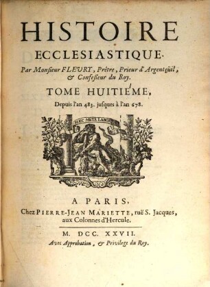 Histoire Ecclesiastique, 8. Depuis l'an 483. jusques à l'an 678