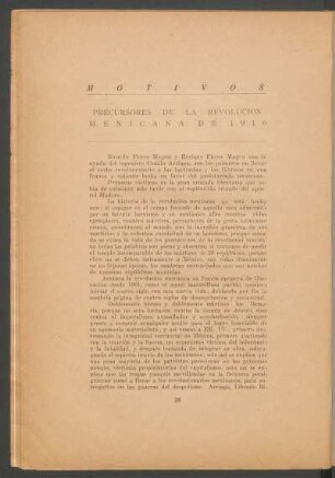 Precursores de la revolución mexicana de 1910