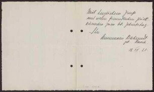 Verlobungsanzeige an Hermann Muthesius (Anzeige)