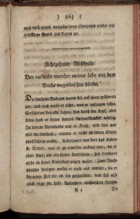 Achzehnter Abschnitt. Den vielleicht mancher Leser aus dem Buche wegwünschen dürfte.