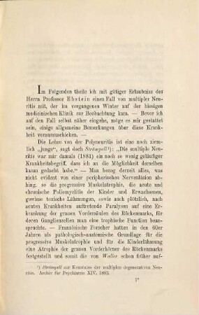 Ein Fall von multipler Neuritis : Inaug.-Diss. von Goettingen