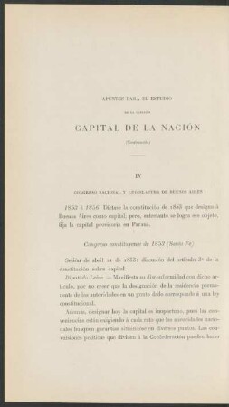 Apuntes para el estudio de la cuestión Capital de la Nación - (Continuación)