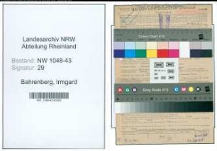 Entnazifizierung Irmgard Bahrenberg , geb. 12.12.1908 ()
