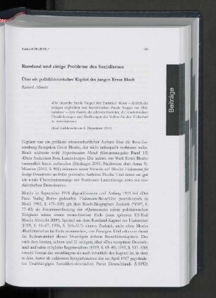 Russland und einige Probleme des Sozialismus.