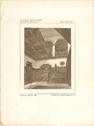 Pfann, Paul; München - Bogenhausen; Villa Jos. Selmayer - Dieleninnenraum (Perspektive)