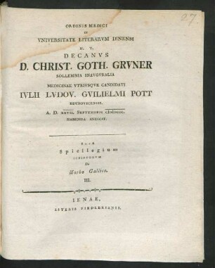 3: Inest Spicilegium Scriptorvm De Morbo Gallico