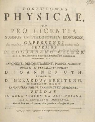 Positiones Physicae