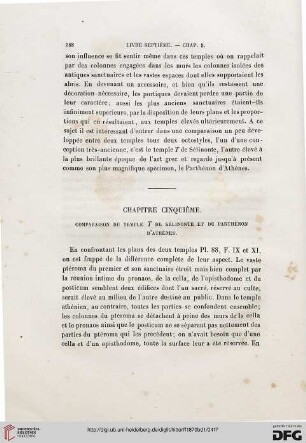 Chapitre cinquième. Comparaison du Temple T de Sélinonte et du Parthénon d'Athènes