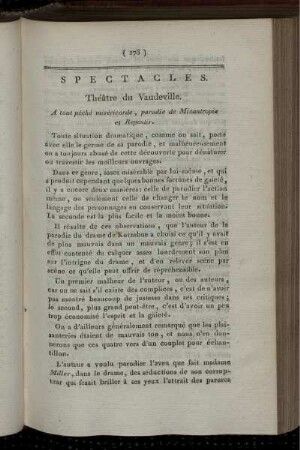 Spectacles. Théatre du Vaudeville.