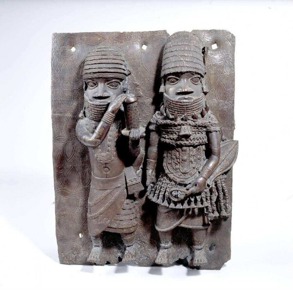 Relief plate Military leader with companion