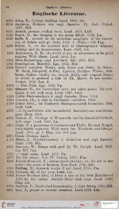 Englische Literatur (Nr. 4255 - 4360)