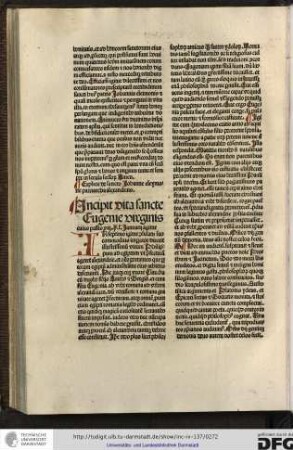 Incipit vita sancte Eugenie virginis, cuius passio viii kalendas Januarii agitur.