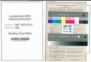 Entnazifizierung Rosa Maria Sperling , geb. 27.10.1897 (Postassistentin)