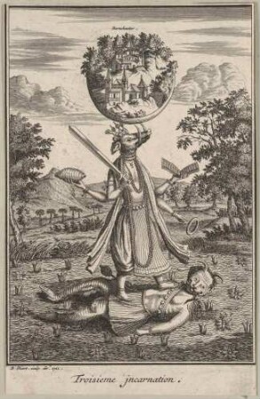 Troisieme Incarnation; Teil von Blatt 4 aus: Cérémonies et coutumes religieuses des peuples idolatres, Vol. I.2