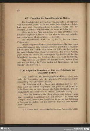 XLVI. Allgemeine Bemerkungen über das Entwickeln der exponirten Platten
