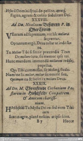 XXXVIII. Ad Dn. Nicolaum Beßerern